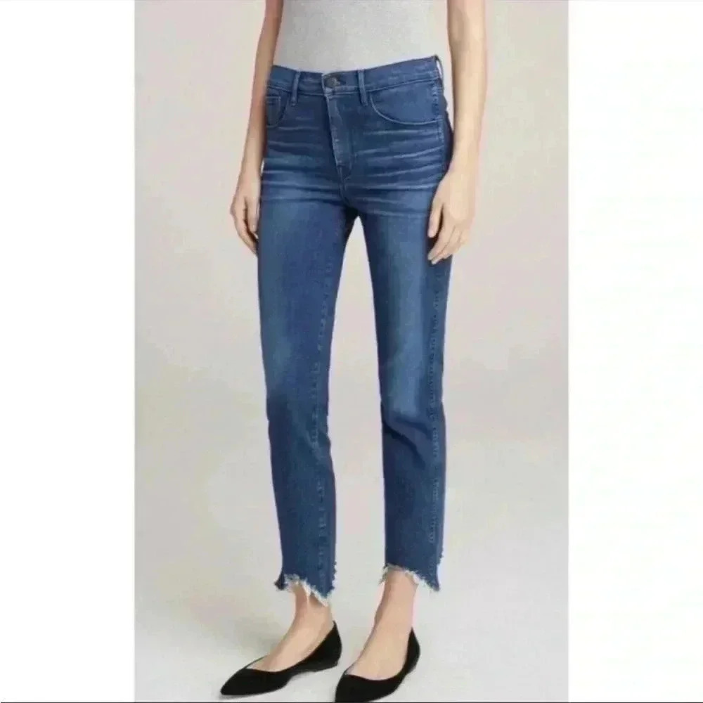 3x1 NYC Shelter Crop Denim Chewed Hem High Rise Straight Leg Jeans 26